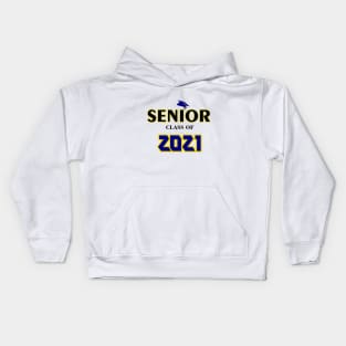 Senior Class of 2021 Blue and Yellow Graphic Design Kids Hoodie